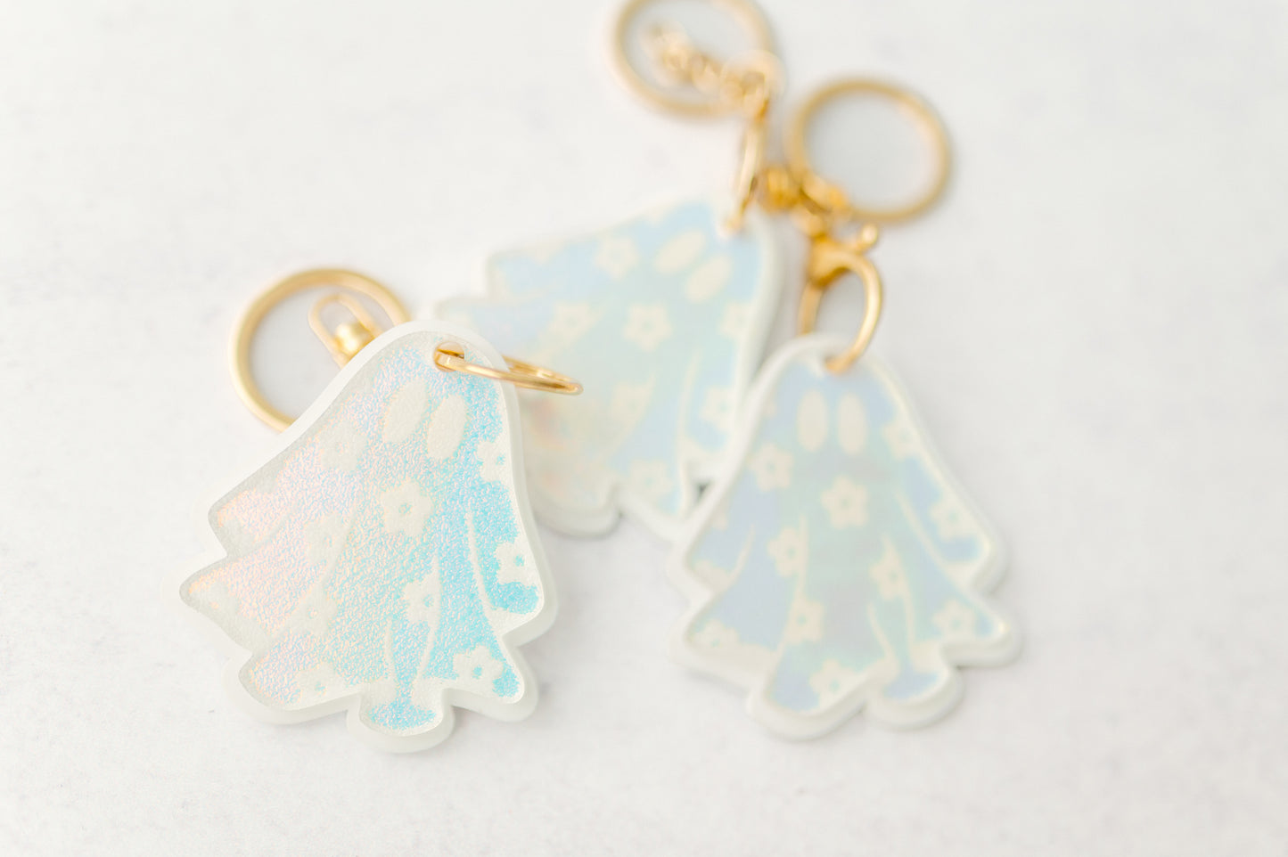 Iridescent Groovy Ghost Keychain
