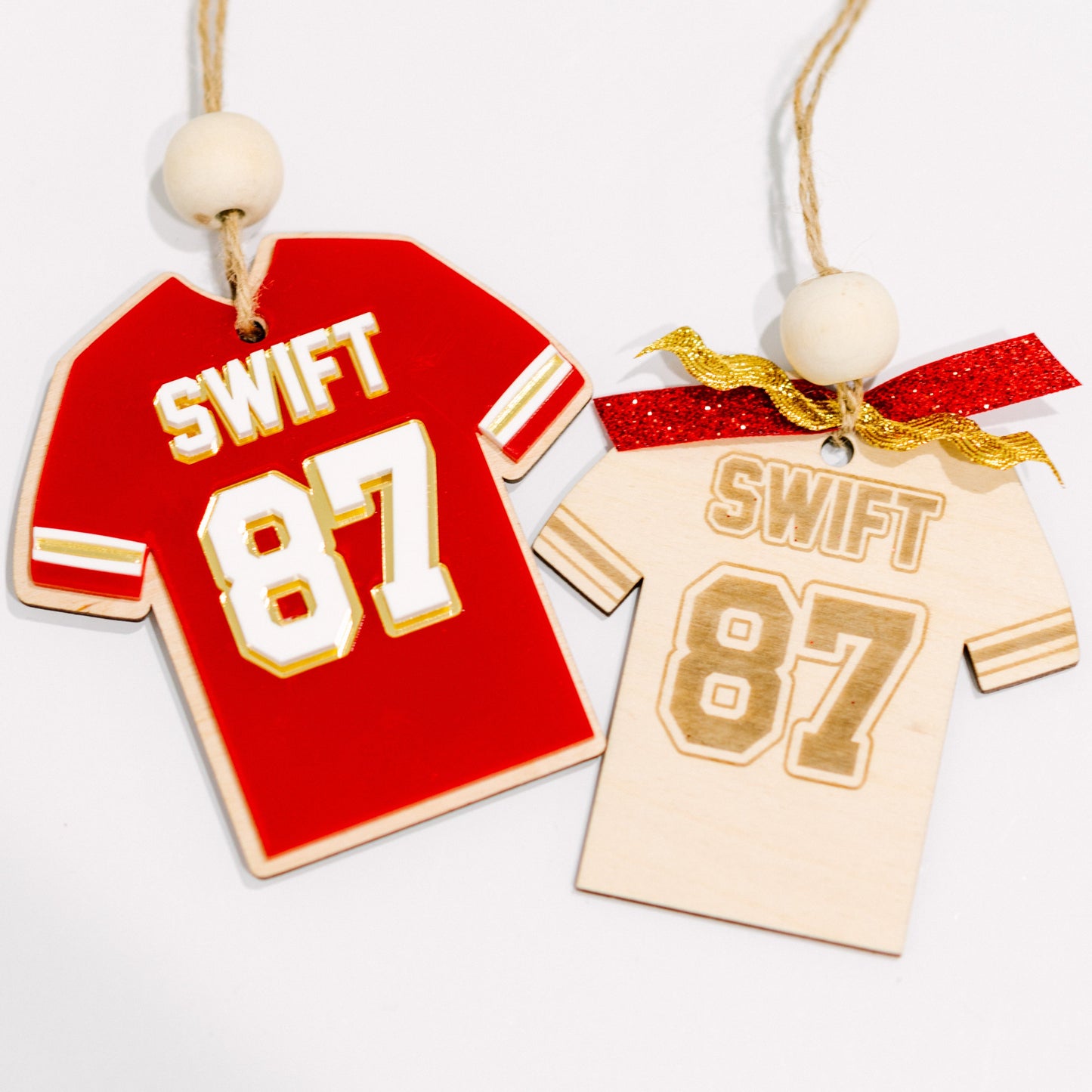Kelce and Swift Kansas City Jersey Christmas Ornament
