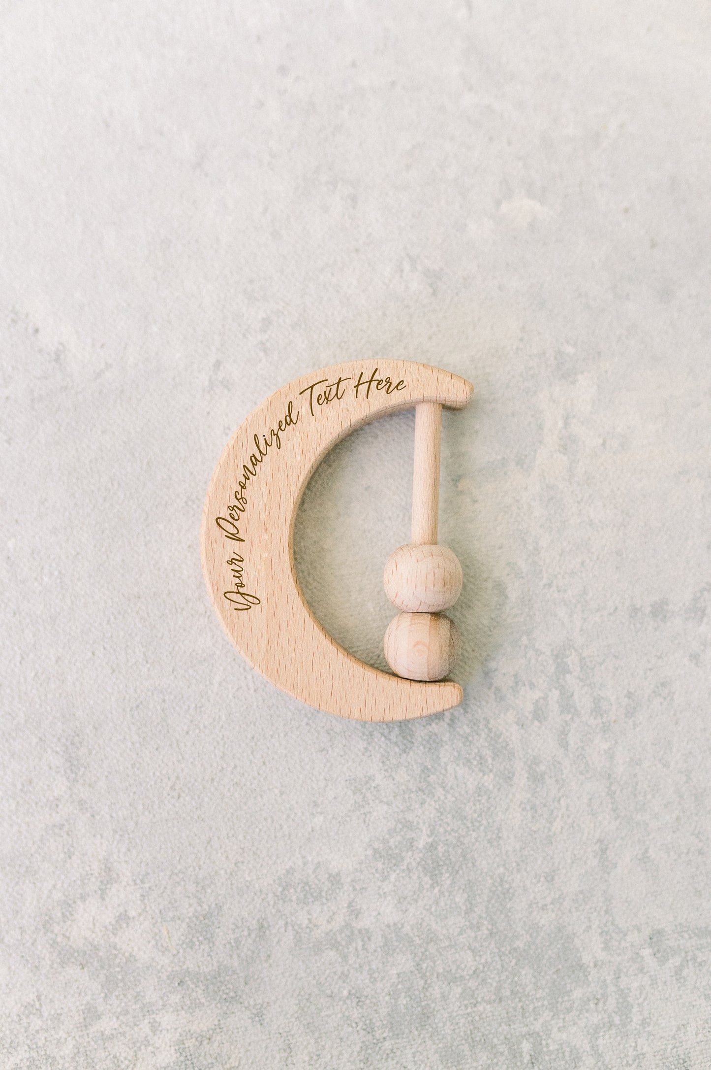 Wooden Moon Baby Rattle