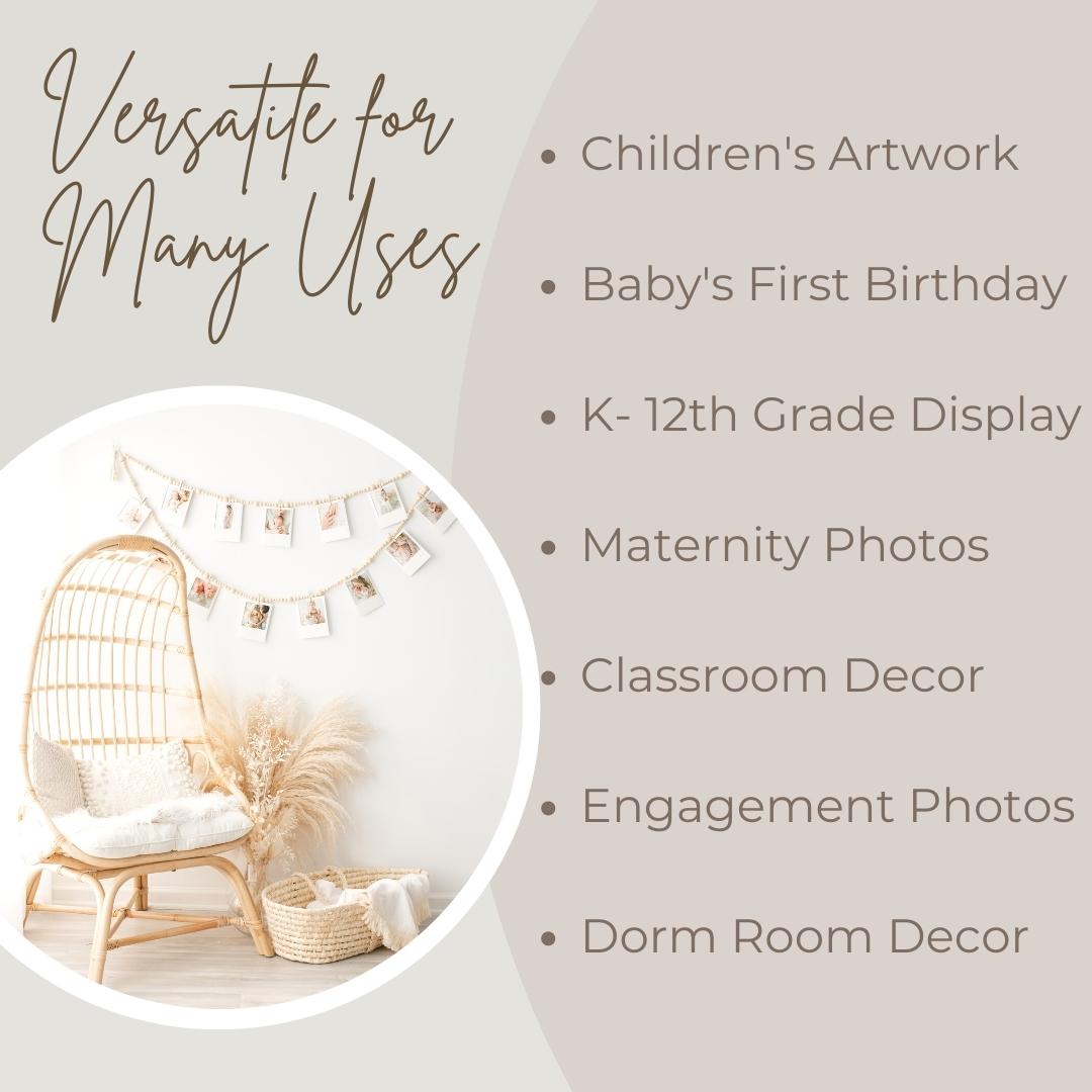 Polaroid Photo Hanging Display with Clips