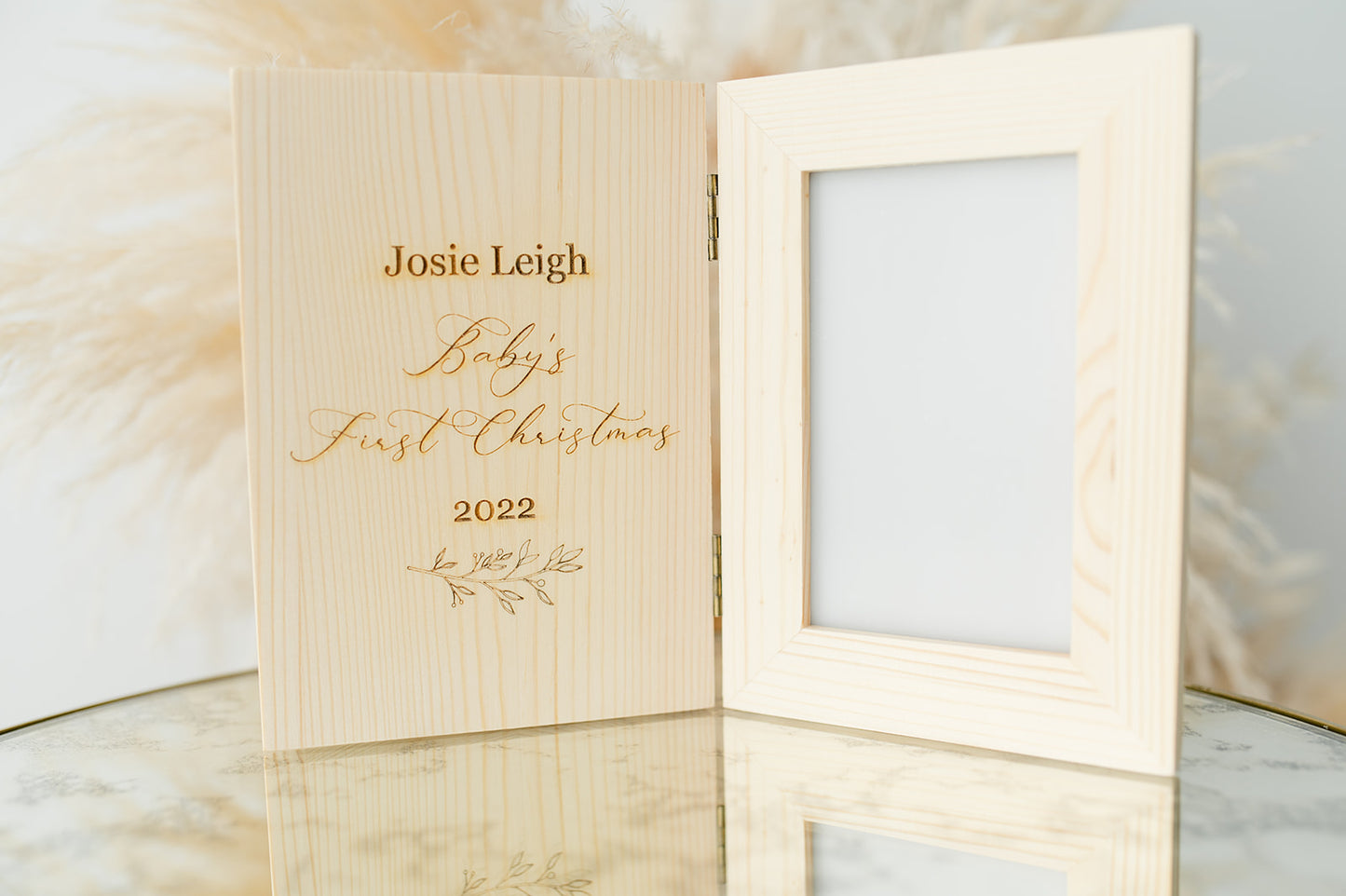 First Christmas Double Hinged Custom Wood Picture Frame