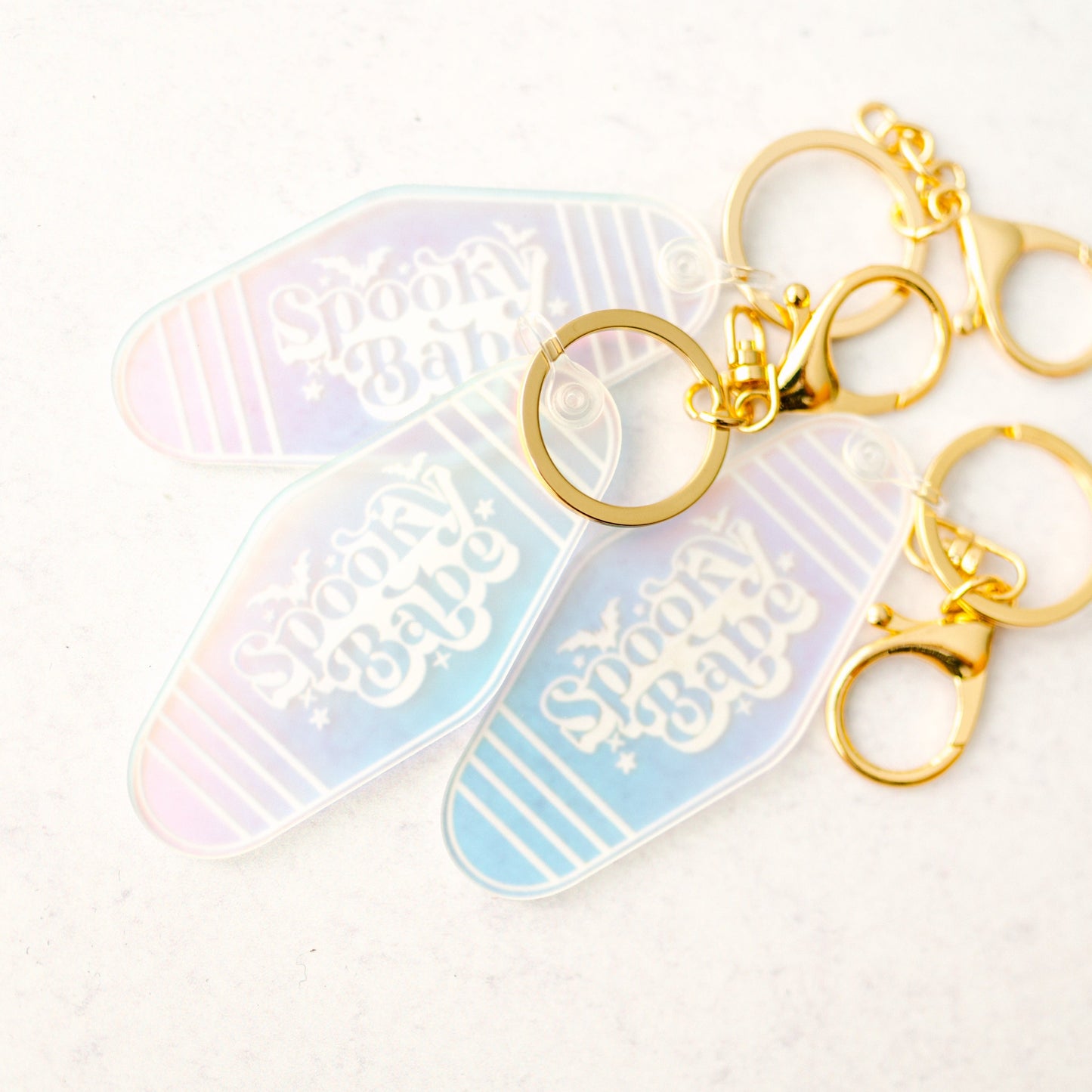 SALE - Iridescent Spooky Babe Vintage Hotel Style Keychain