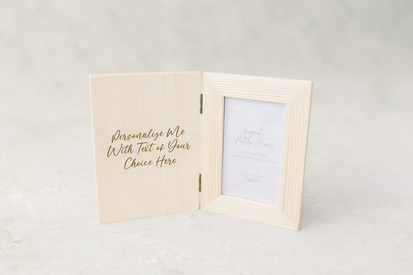 Personalizable Double Hinged Wood Picture Frame