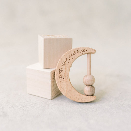 Wooden Moon Baby Rattle